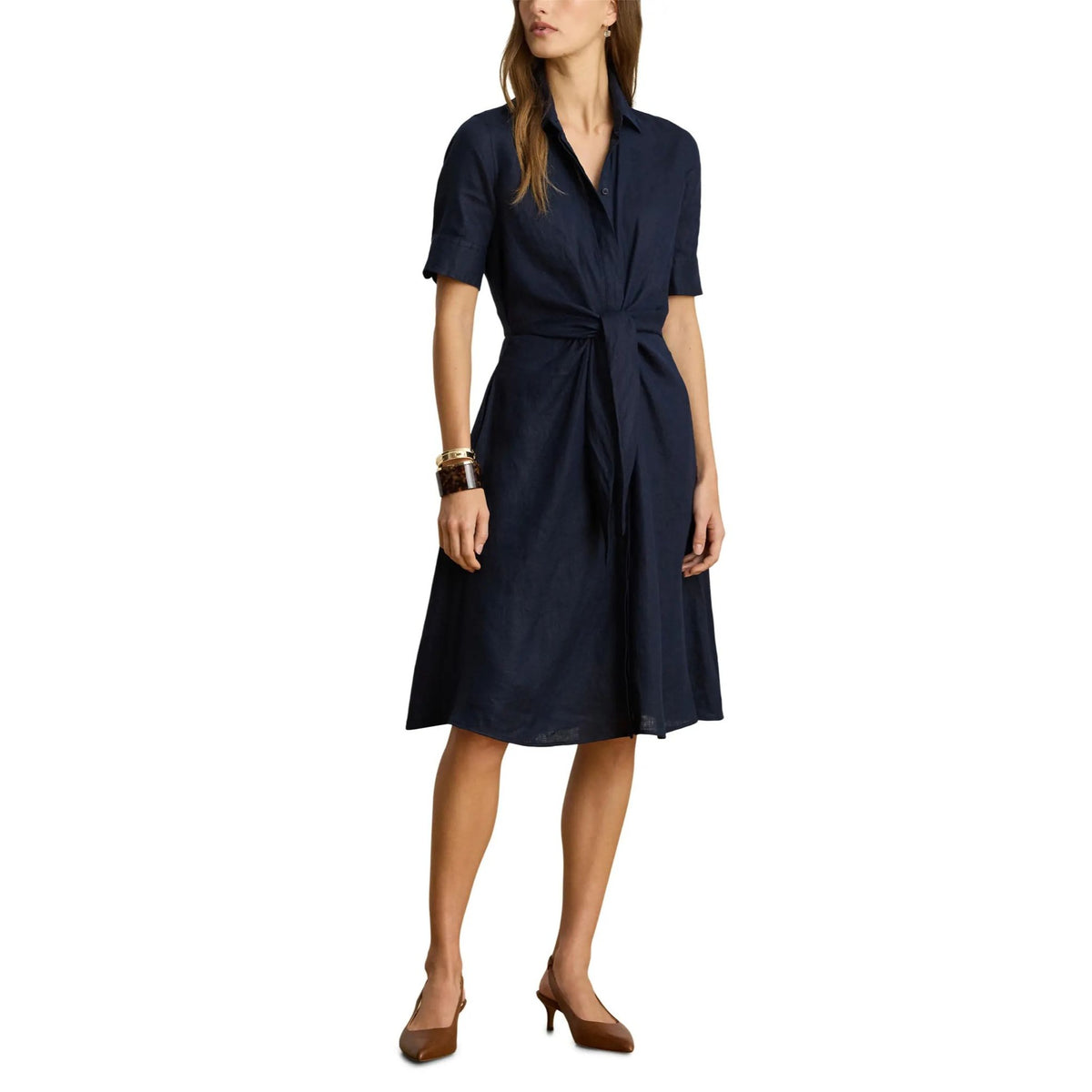 Lauren Ralph Lauren Wakana 100% Linen Belted Shirt Dress Size 6