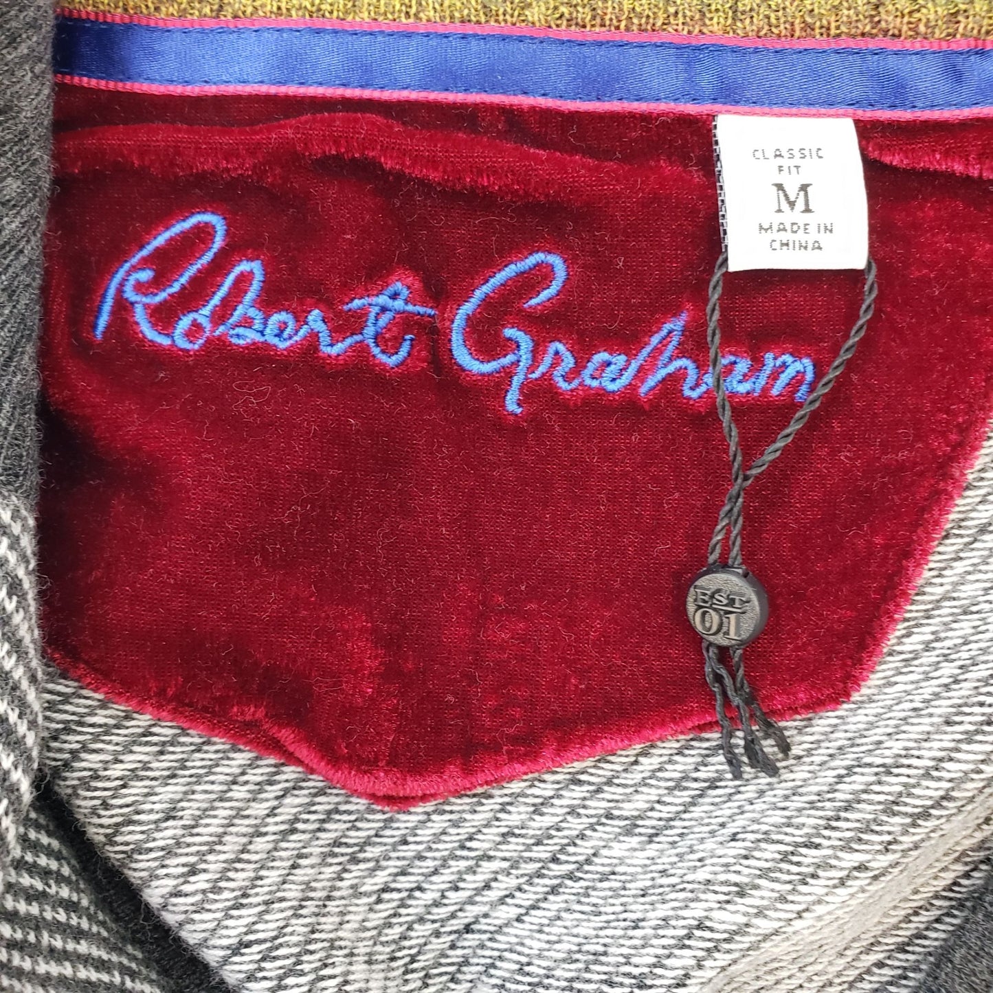 NWOT Robert Graham Rhett Wool Blend Quarter Zip Sweater Size Medium