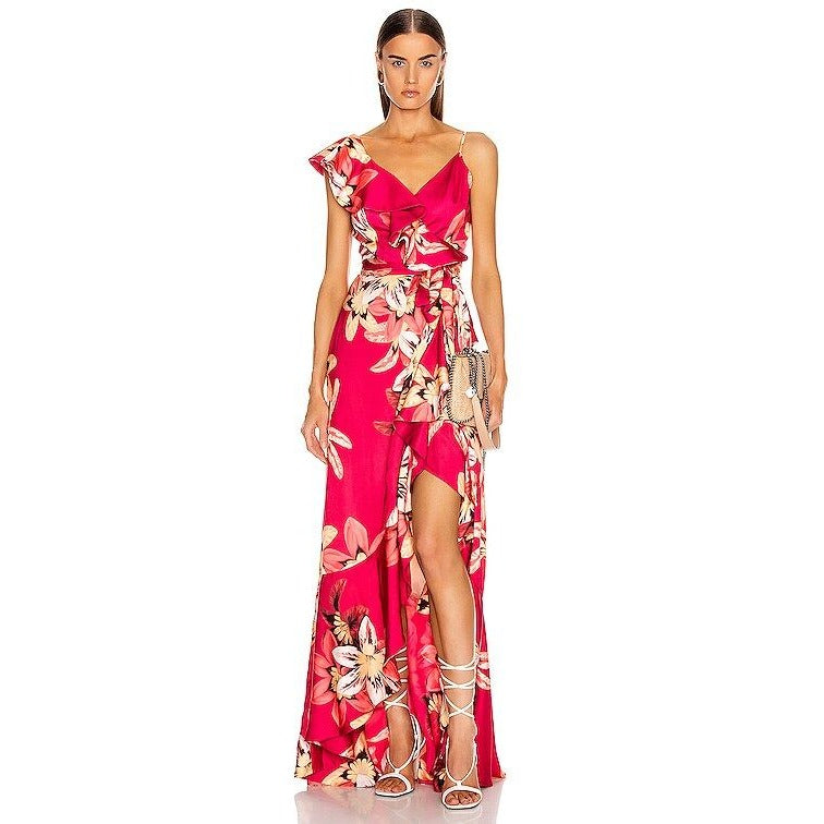 NWOT PatBO Floral Carmen Maxi Wrap Dress in Deep Pink Size 6