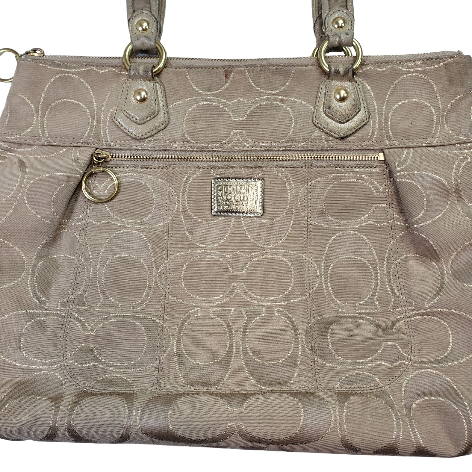 Coach Poppy Metallic Signature Handbag 2024