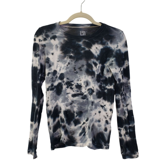 Blanc Noir Tie Dye Long Sleeve Fitted Activewear Top Size Large