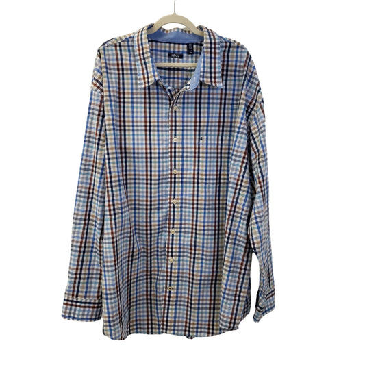 Izod Checkered Button Down Shirt Size 4XL