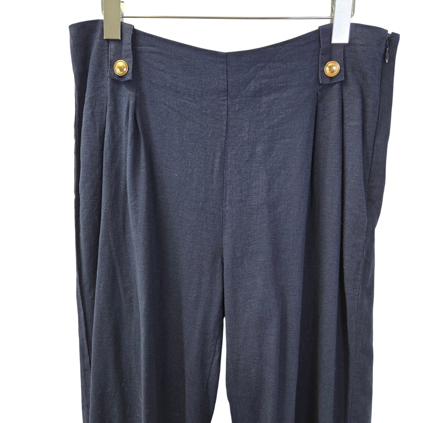 Michael Michael Kors Linen & Viscose Blend Wide Leg Sailor Inspired Pants Size 8