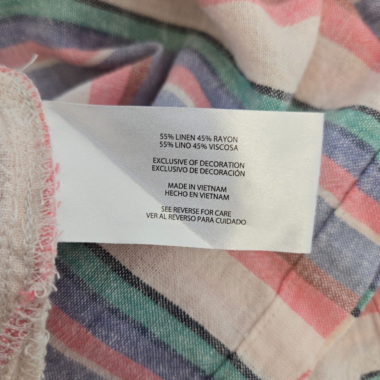 Orivs Striped Linen Blend Cap Sleeve Button Down Shirt Size XL