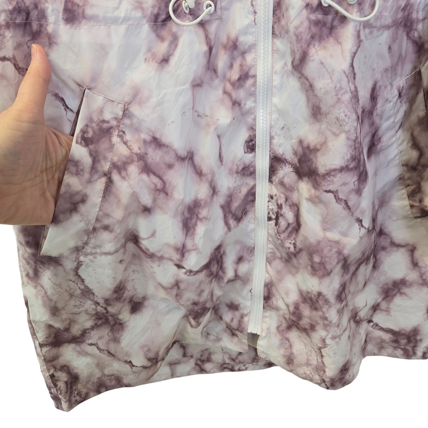 C&C California Tie Dye Full Zip Hooded Longline Windbreaker Jacket Size Large
