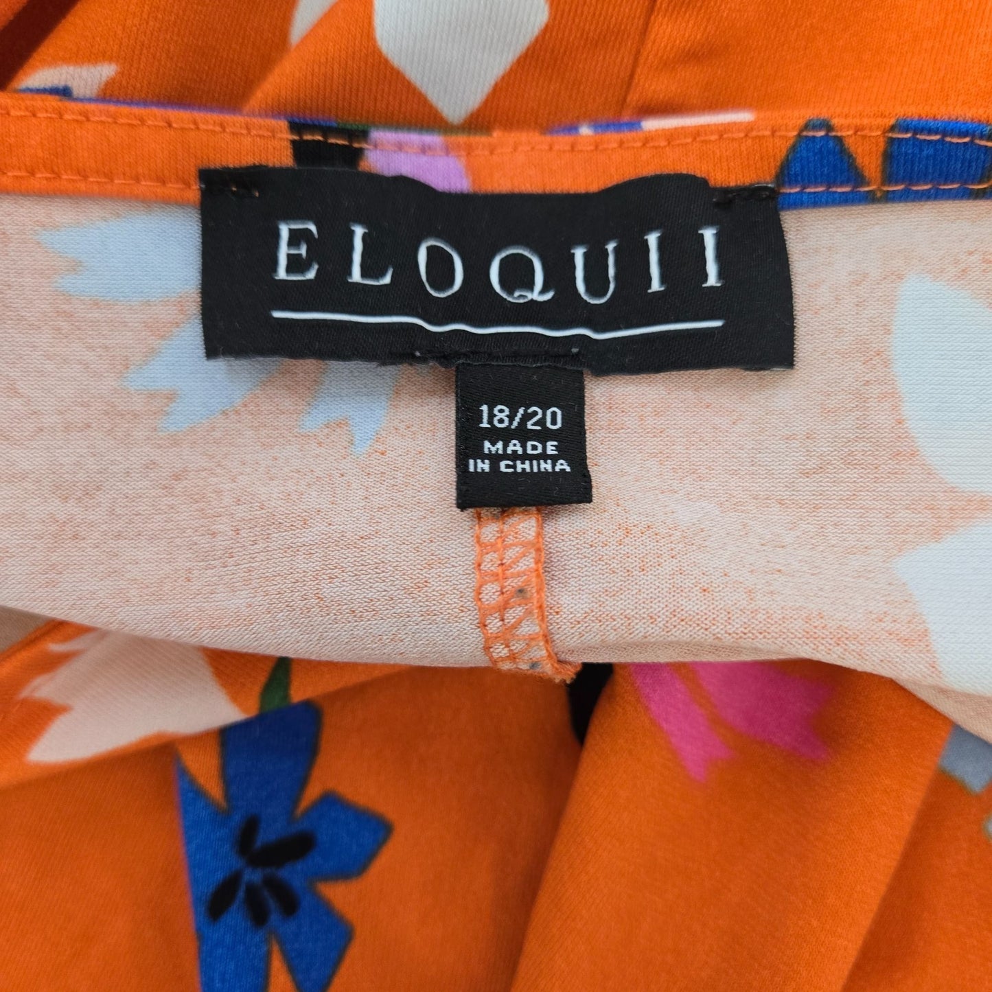 Eloquii Orange Floral Cap Sleeve Midi Dress Size 18/20