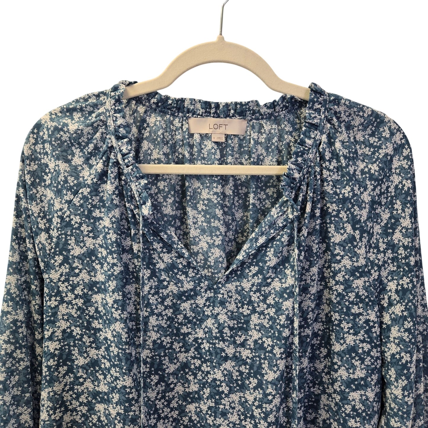 Loft Floral Peasant Blouse Size Medium