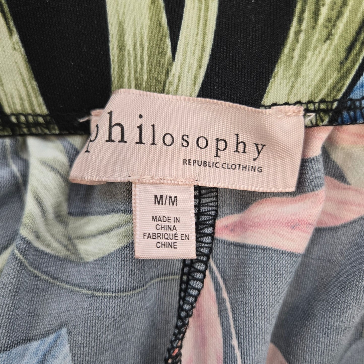 Philosophy Tropical Print Wide Leg Pull On Pants Size Medium