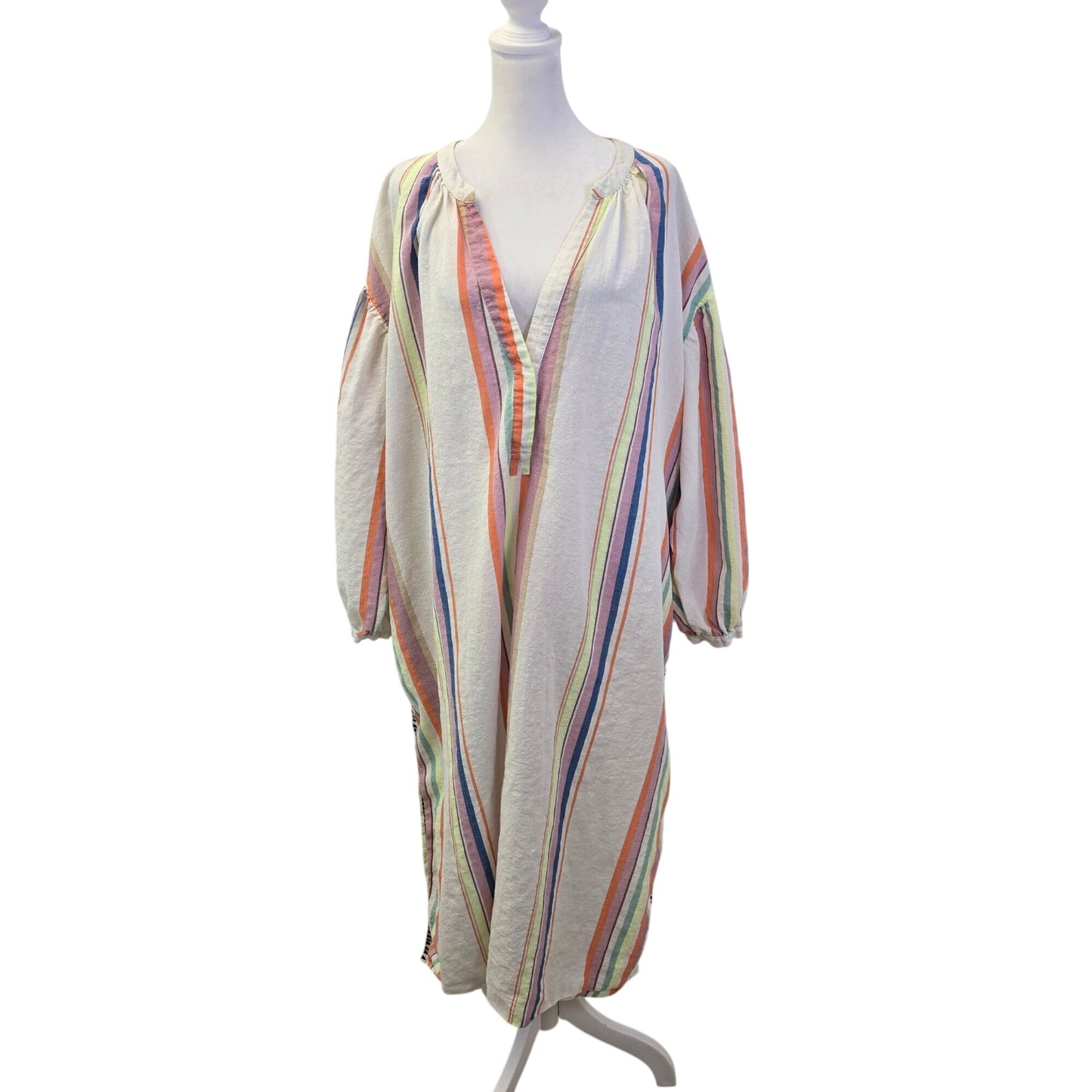 Lemlem x H&M Striped Linen Caftan Cover-Up Midi Dress *Missing Belt* Size 3X (est)