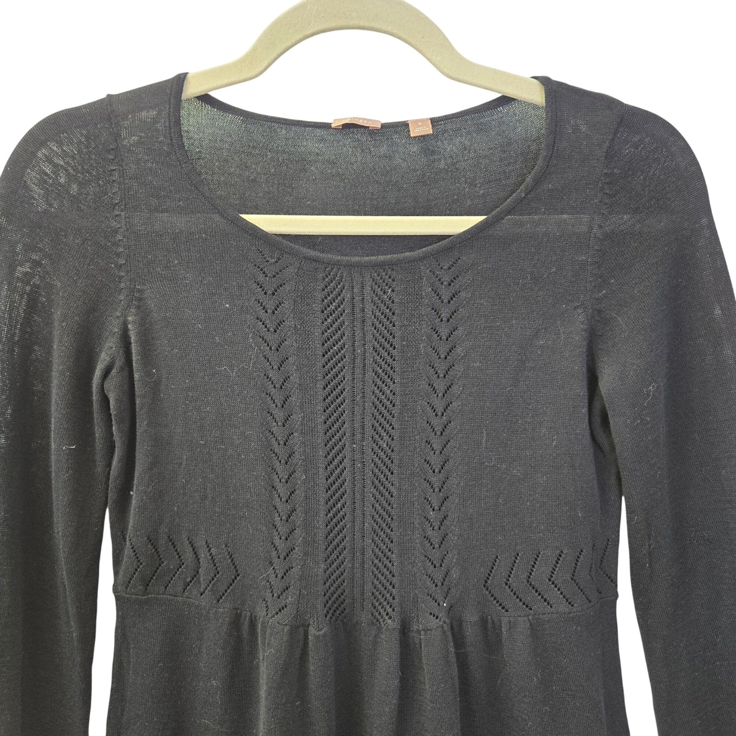 Halogen Cotton Peplum Bell Sleeve Crochet Detail Sweater Size Small