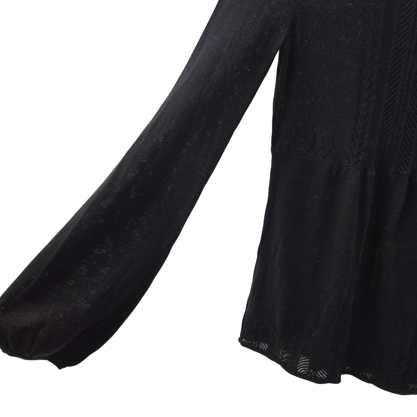 Halogen Cotton Peplum Bell Sleeve Crochet Detail Sweater Size Small