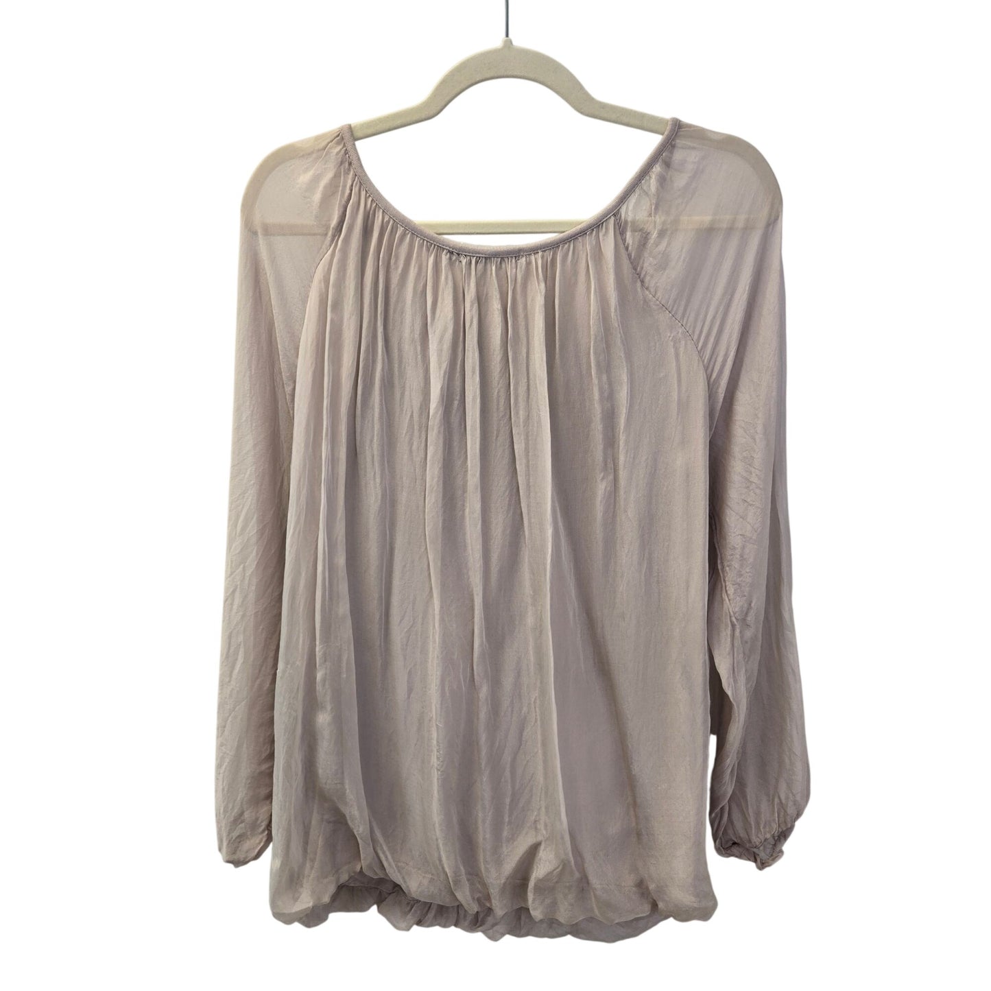 Elena Baldi Silk Lace Trim Scoop Neck Blouse Size Medium
