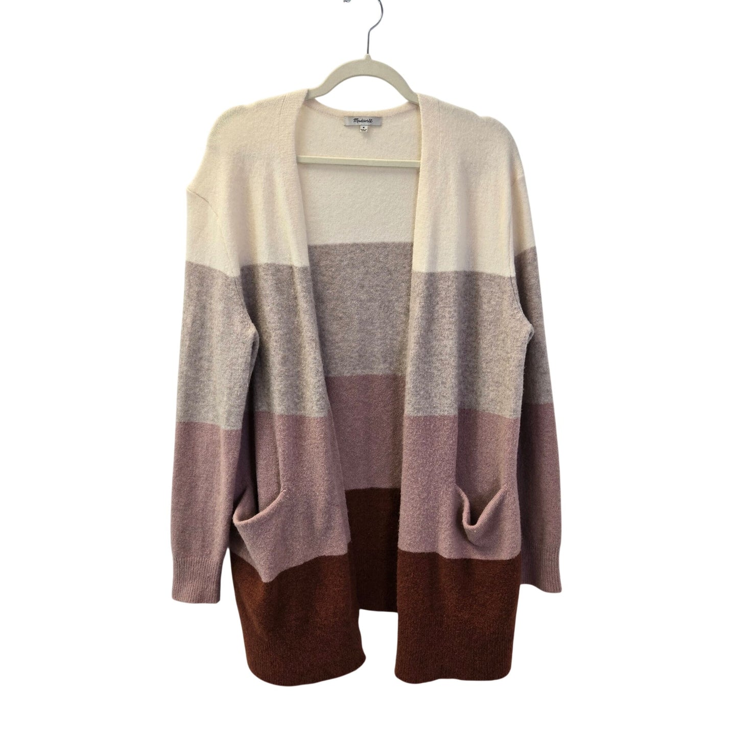 Madewell Ryder Stripe Wool Blend Open Longline Cardigan Sweater Size Medium