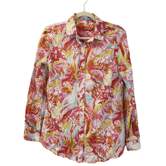 J. McLaughlin Tropical Print Button Down Shirt Size Small