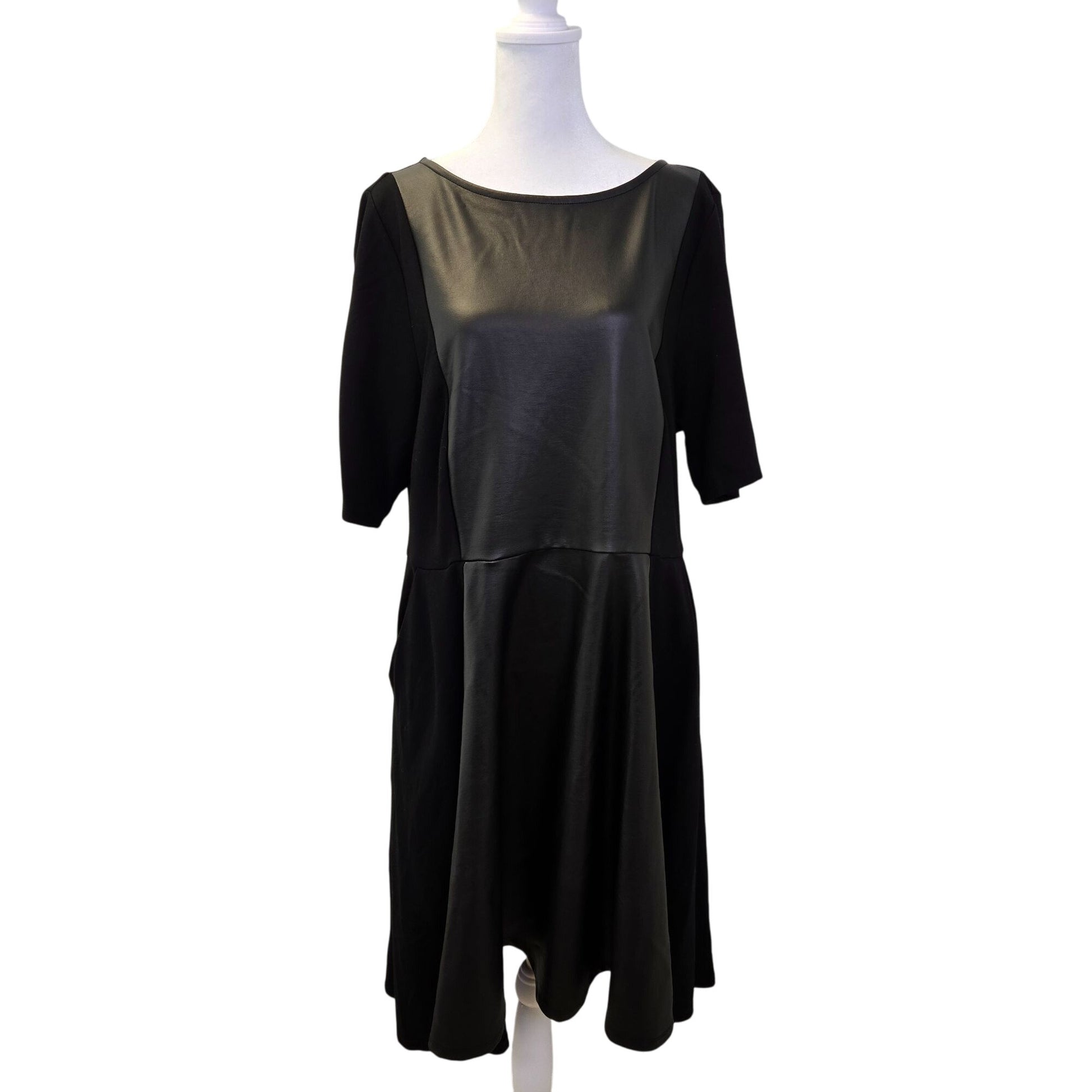 torrid leather dress Torrid Skater Dress Luxe Ponte Coated Vegan Leather Dress Size Torrid theuntamedthread.com