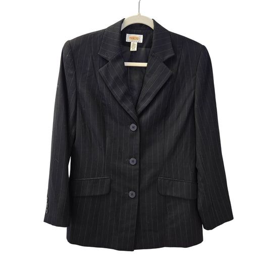 Talbots Petites 100% Worsted Wool Pinstripe Three Button Blazer Jacket Size 6P