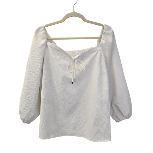 Elizabeth and James Textured Puff Sleeve Square Neck Top Size XL