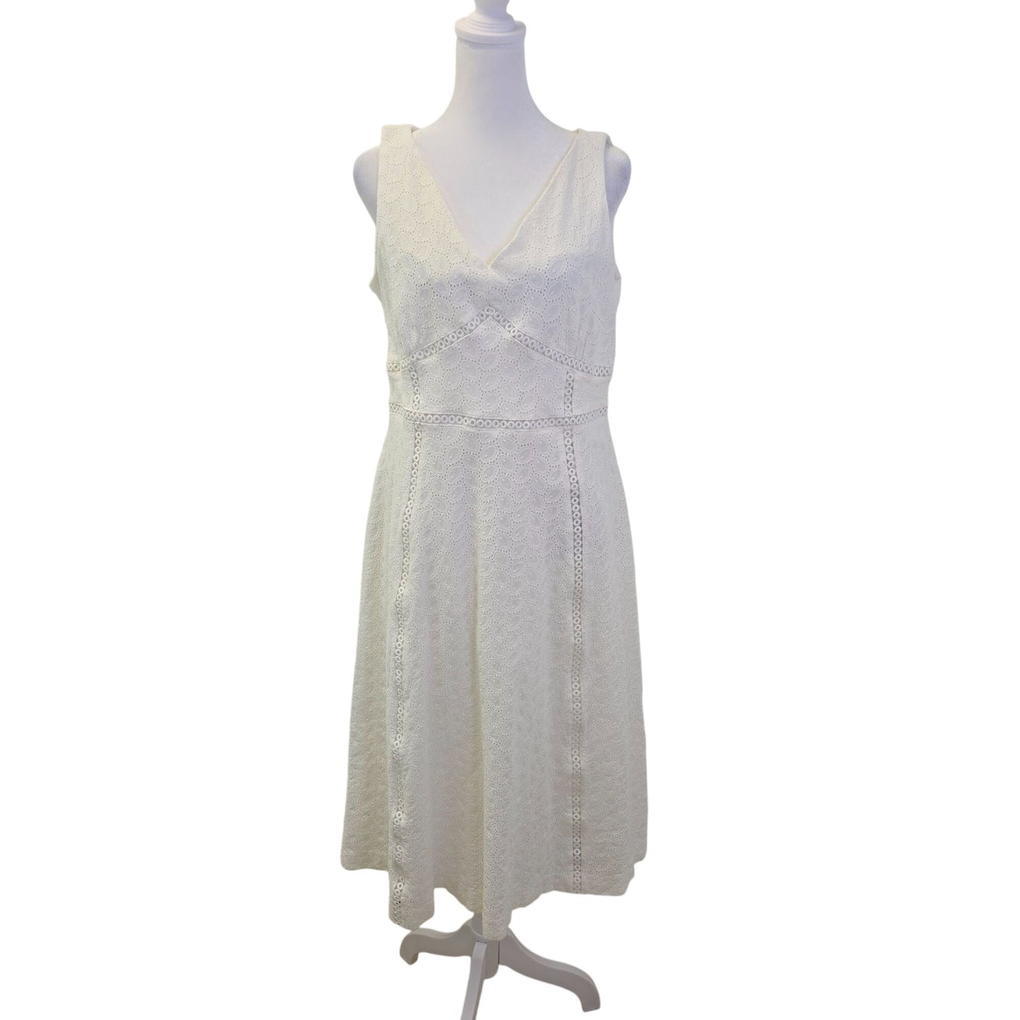 Calvin Klein Floral Eyelet Overlay Fit & Flare Midi Dress Size 12