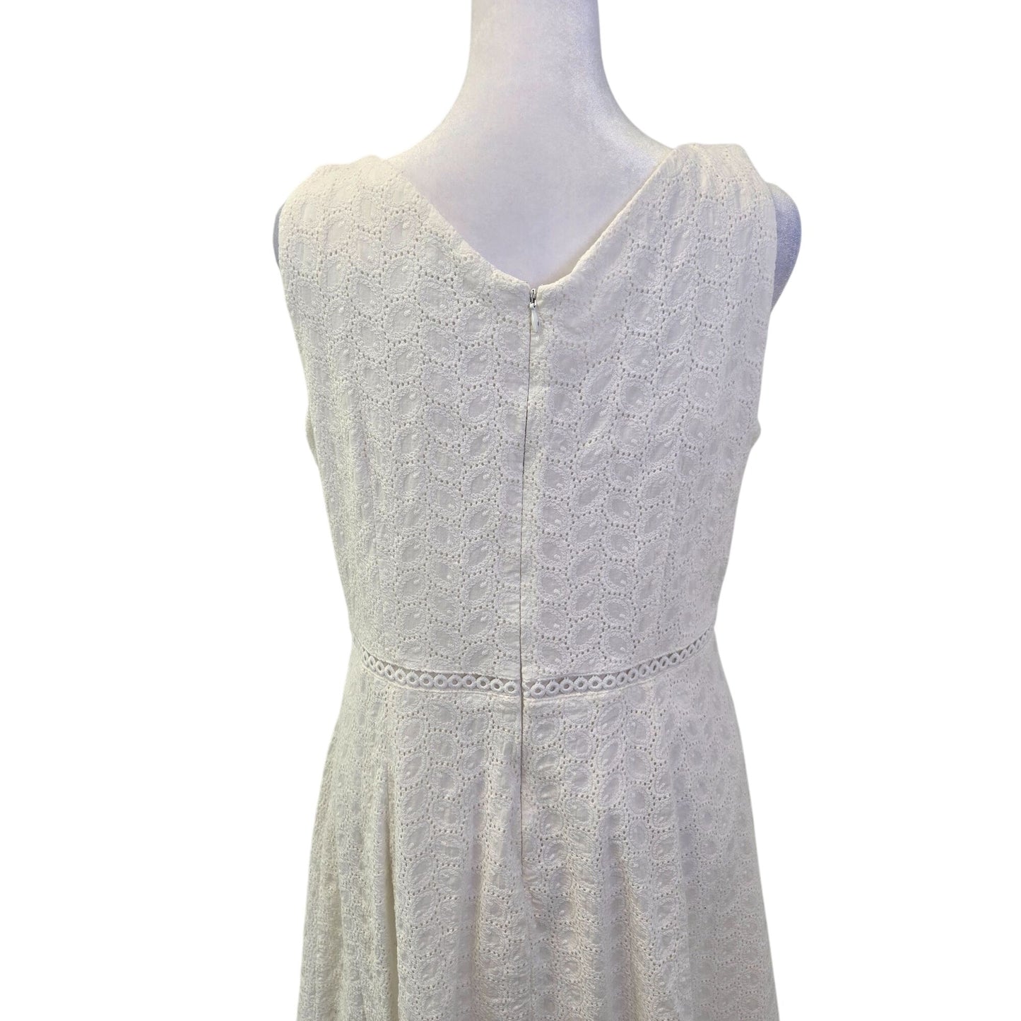 Calvin Klein Floral Eyelet Overlay Fit & Flare Midi Dress Size 12