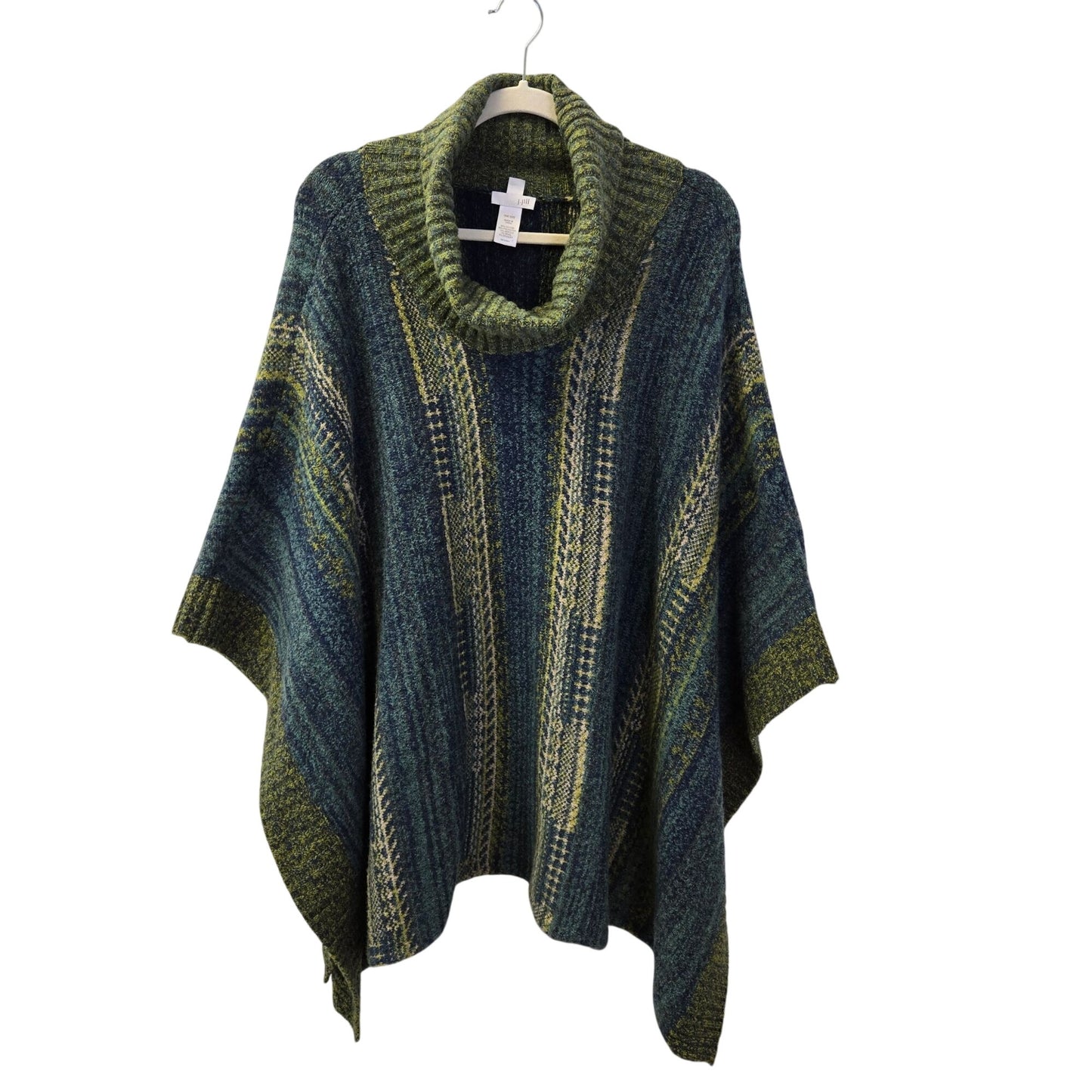 J. Jill Wool Blend Graphic Print Cowlneck Poncho Sweater