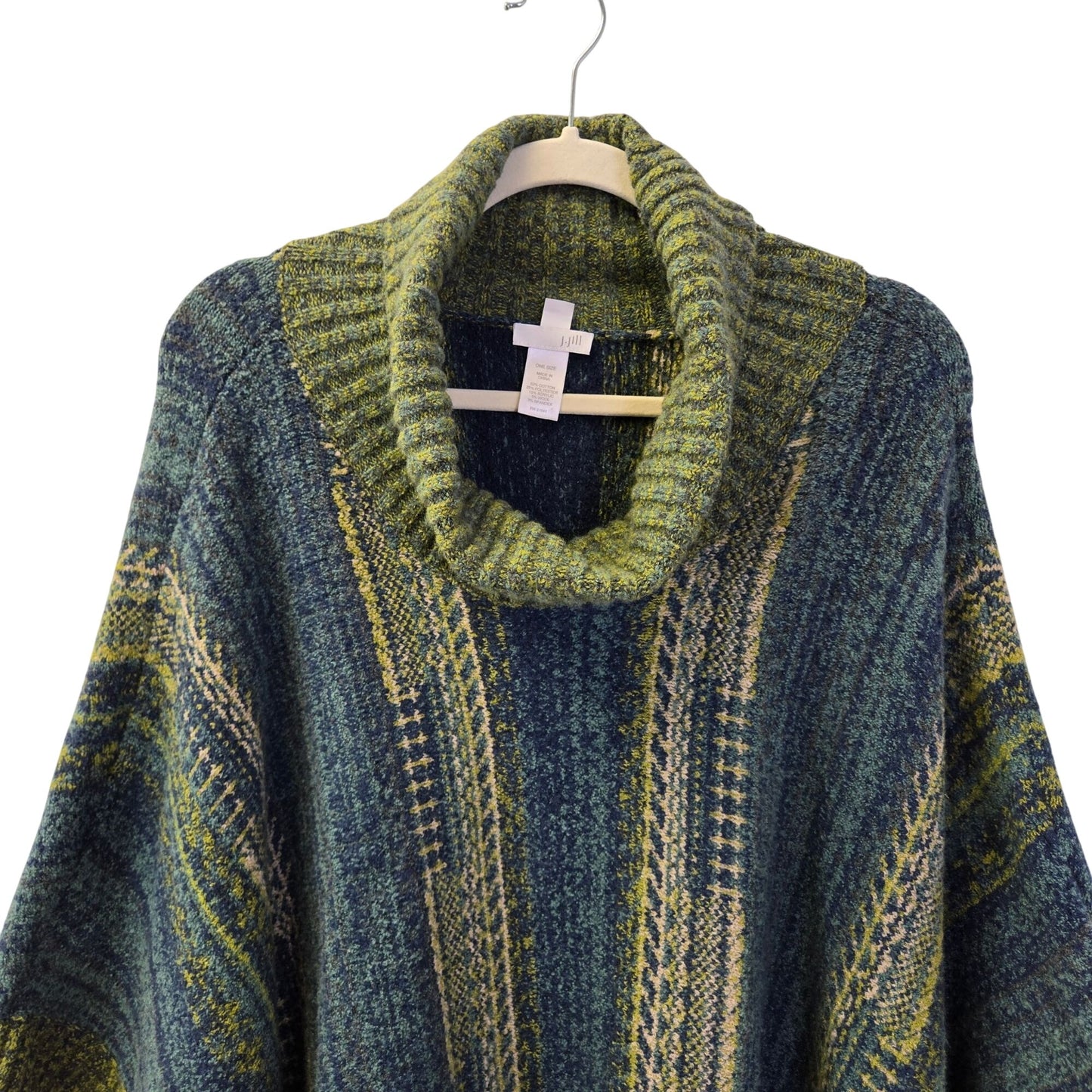 J. Jill Wool Blend Graphic Print Cowlneck Poncho Sweater
