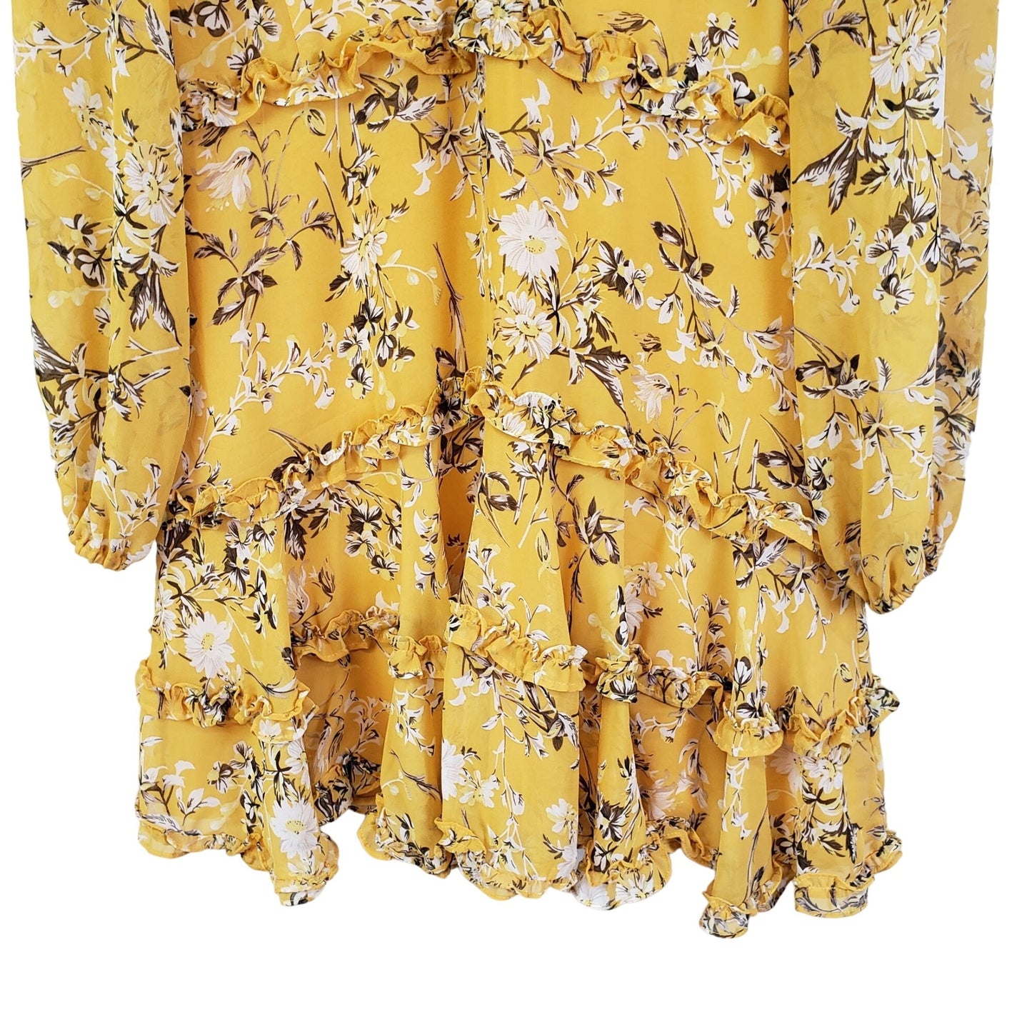 Bardot Floral Ruffle Skirt Boho Mini Dress Size Large