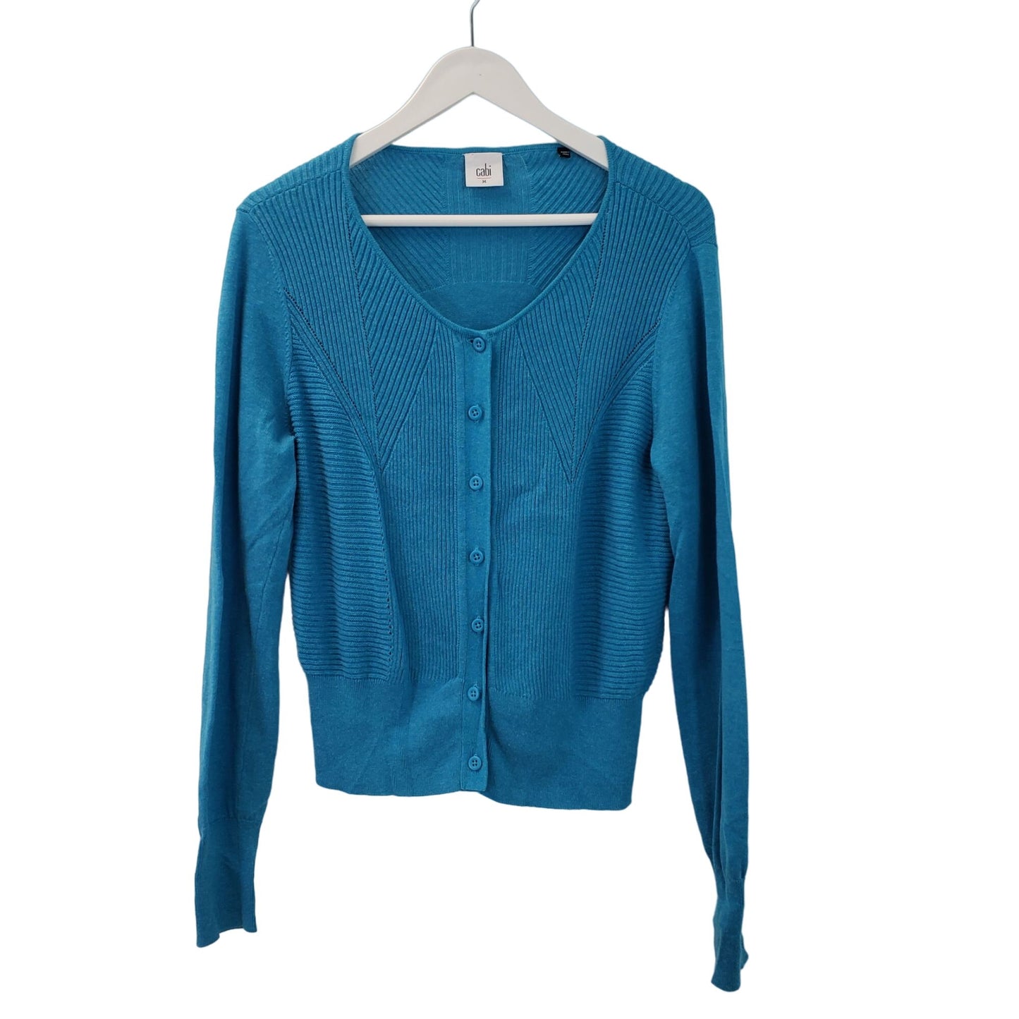 Cabi Blue Darby Ribbed Knit Cardigan Sweater Size Medium