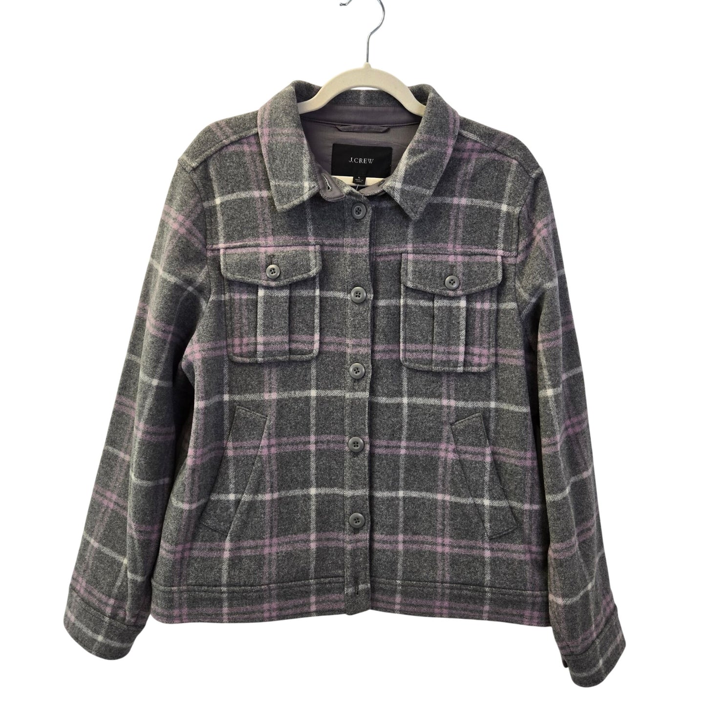 NWT J. Crew Wool Blend Plaid Shirt Jacket Shacket Size Large