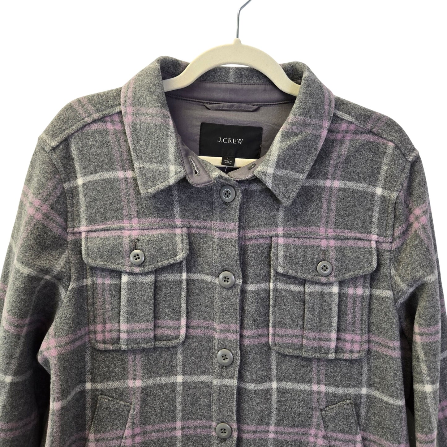 NWT J. Crew Wool Blend Plaid Shirt Jacket Shacket Size Large