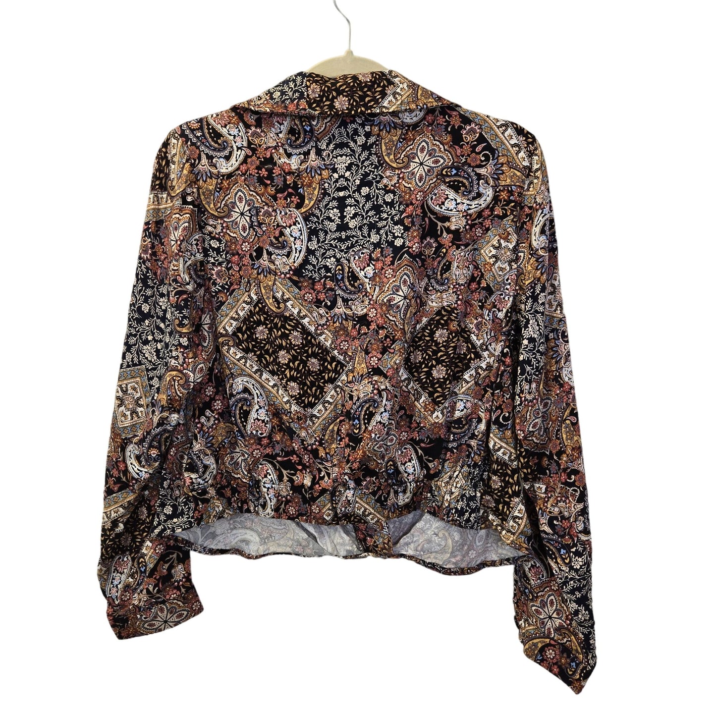 Haute Hippie Floral & Paisley Print Cropped Faux Wrap Blouse Size Medium