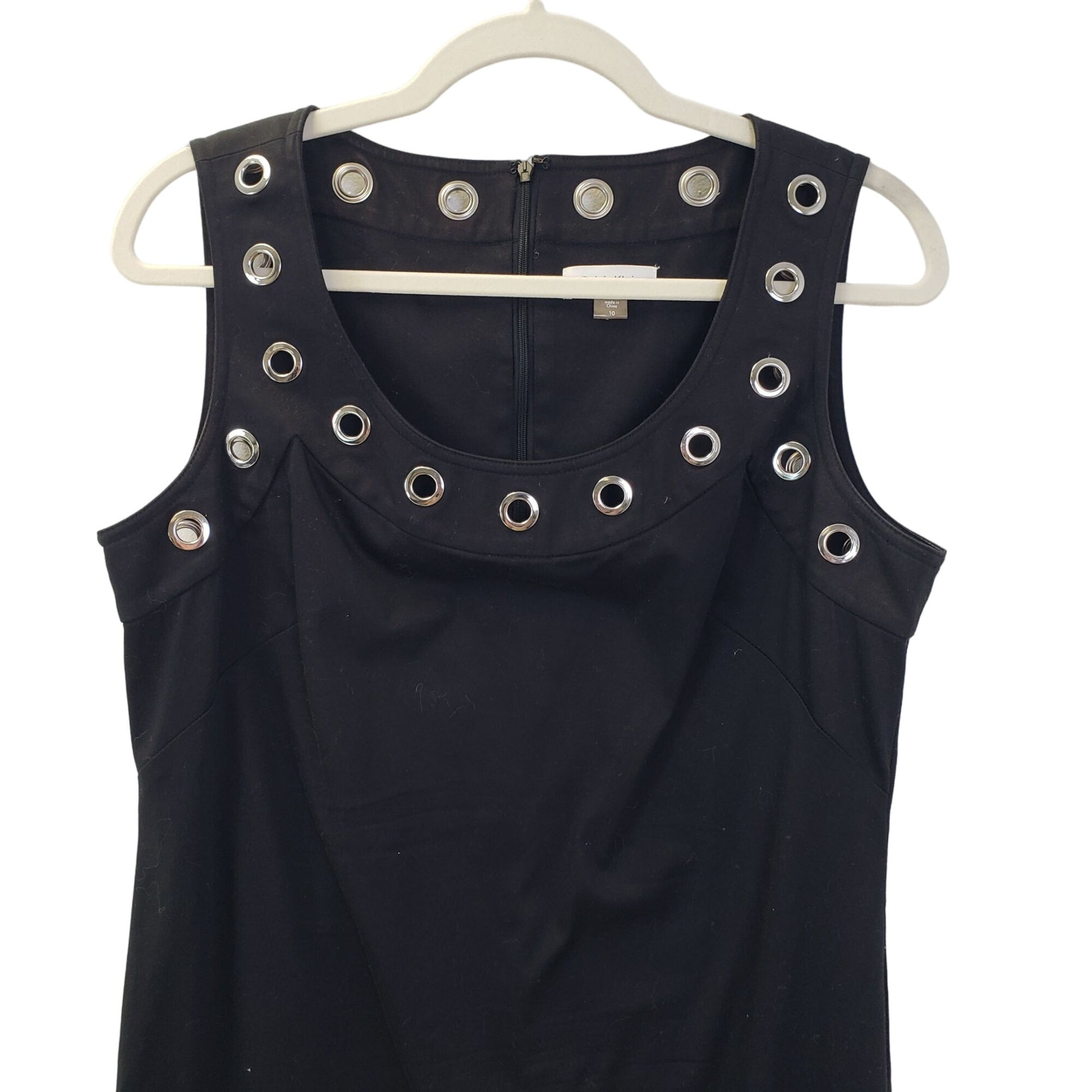 Calvin Klein Grommet Embellished Black Fit & Flare Dress Size 10 theuntamedthread.com Calvin Klein Grommet Embellished Black Fit & Flare Dress Size 10 theuntamedthread.com