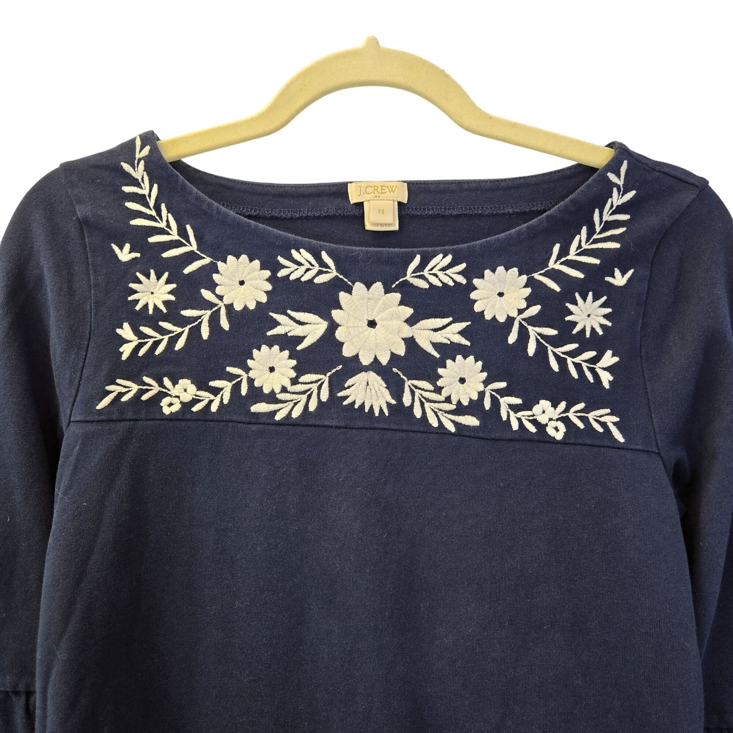 J. Crew Factory Embroidered Boho Bell Sleeve Top Size XS