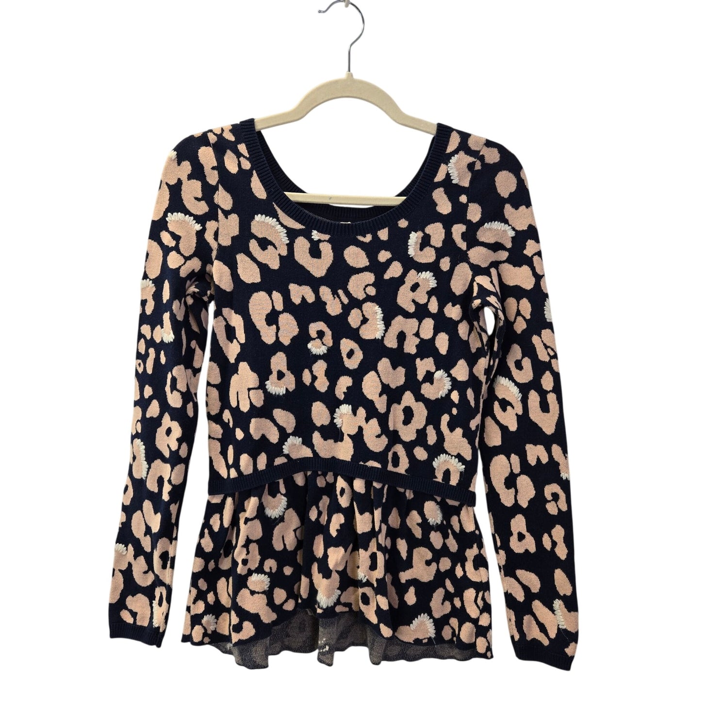 Anthropologie Moth Cotton Blend Floral Peplum Sweater Size Small