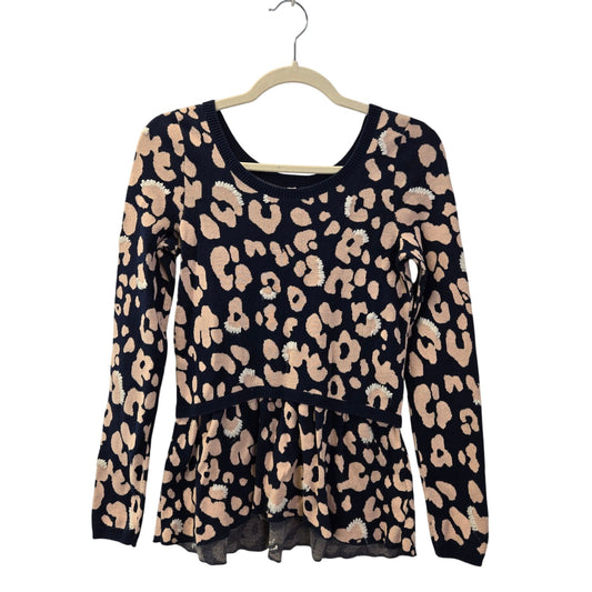 Anthropologie Moth Cotton Blend Floral Peplum Sweater Size Small