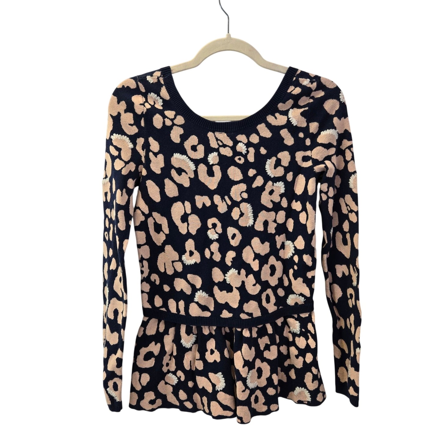 Anthropologie Moth Cotton Blend Floral Peplum Sweater Size Small