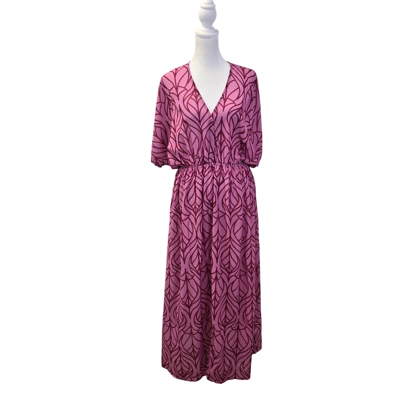 NWT Cupshe Abstract Leaf Print Maxi Cover-Up Dress Size Small