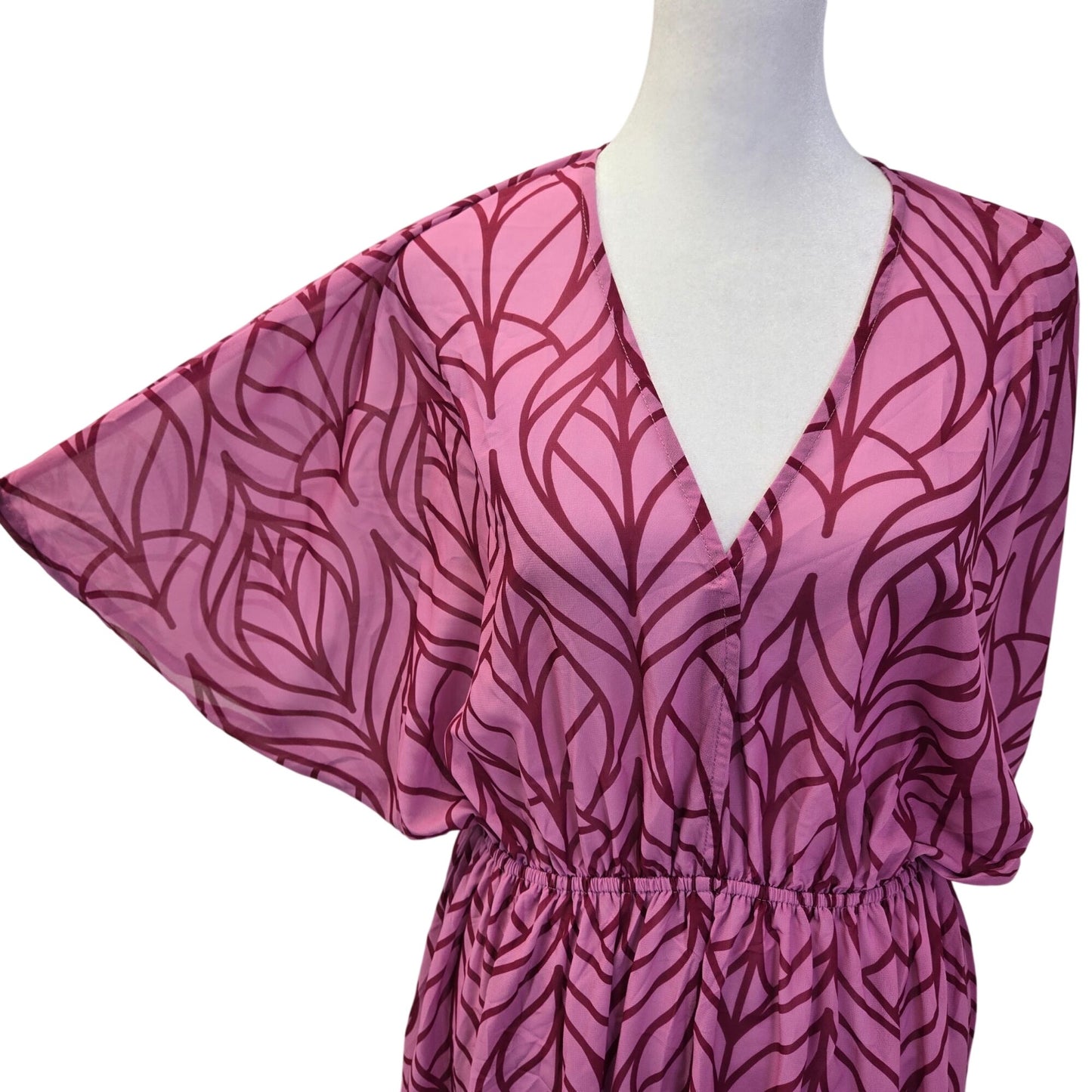 NWT Cupshe Abstract Leaf Print Maxi Cover-Up Dress Size Small