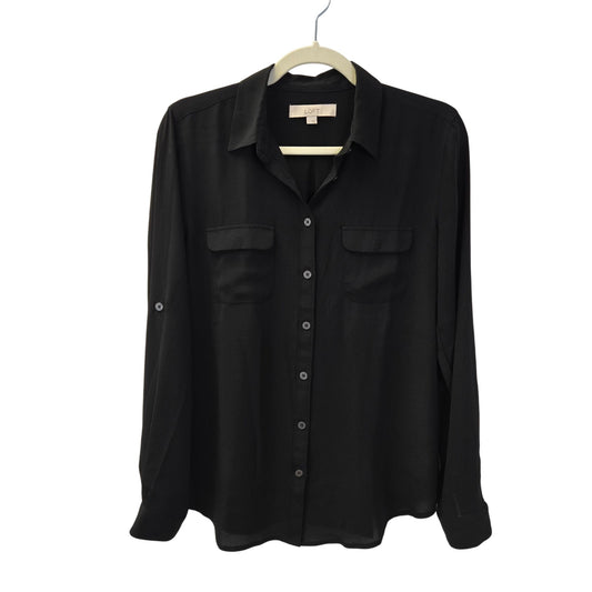Loft Button Down Roll Tab Sleeve Blouse Size Small