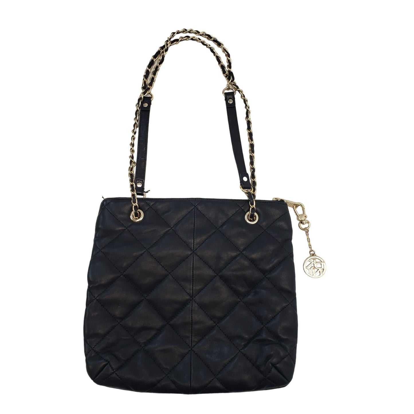 DKNY Leather Quilted Shoulder Bag with Chain Detail Strap