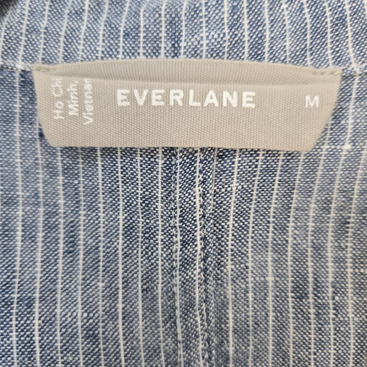 Everlane 100% Linen Striped Short Sleeve Button Down Shirt Size Medium