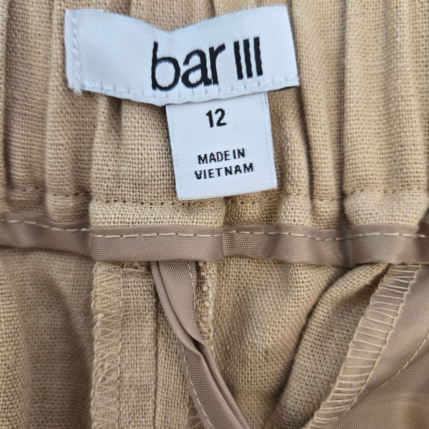 Bar III Linen & Viscose Blend Wide Leg Crop Pants Size 12