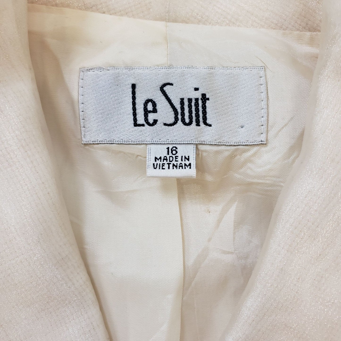 Le Suit Tweed 3 Button Blazer with Organza Trim Size 16