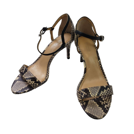 MICHAEL Michael Kors Leather Python Print Ankle Strap Heels Size 6