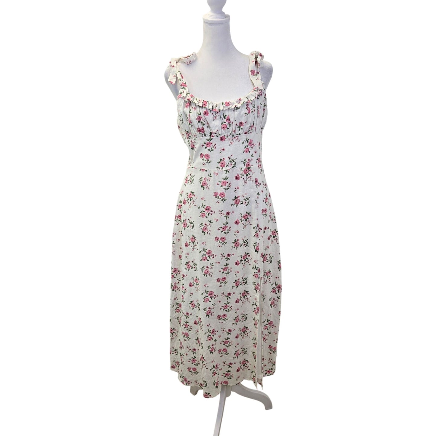 WAYF Linen & Viscose Blend Floral Boho Maxi Dress Size Medium
