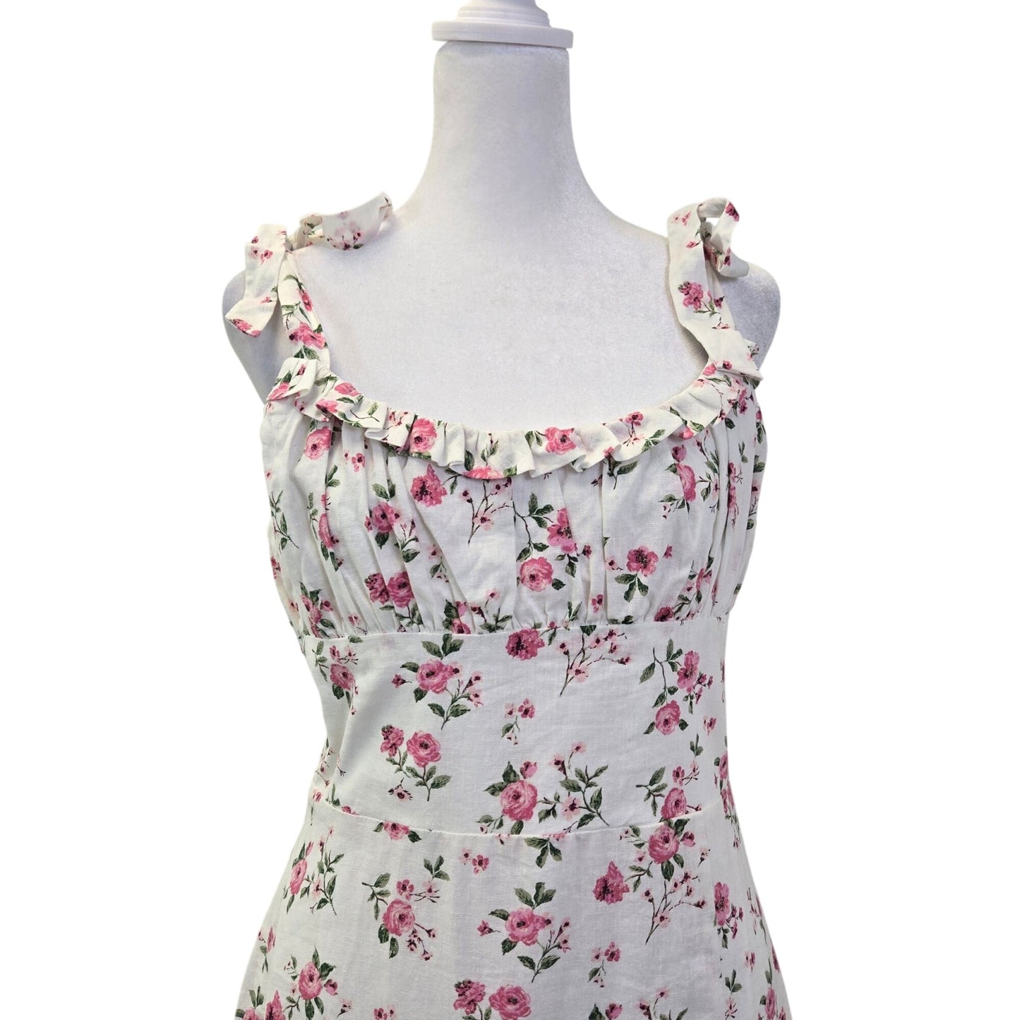 WAYF Linen & Viscose Blend Floral Boho Maxi Dress Size Medium