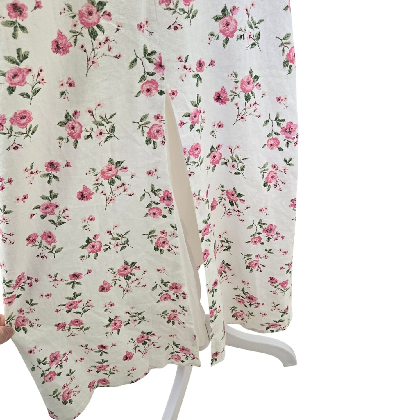 WAYF Linen & Viscose Blend Floral Boho Maxi Dress Size Medium