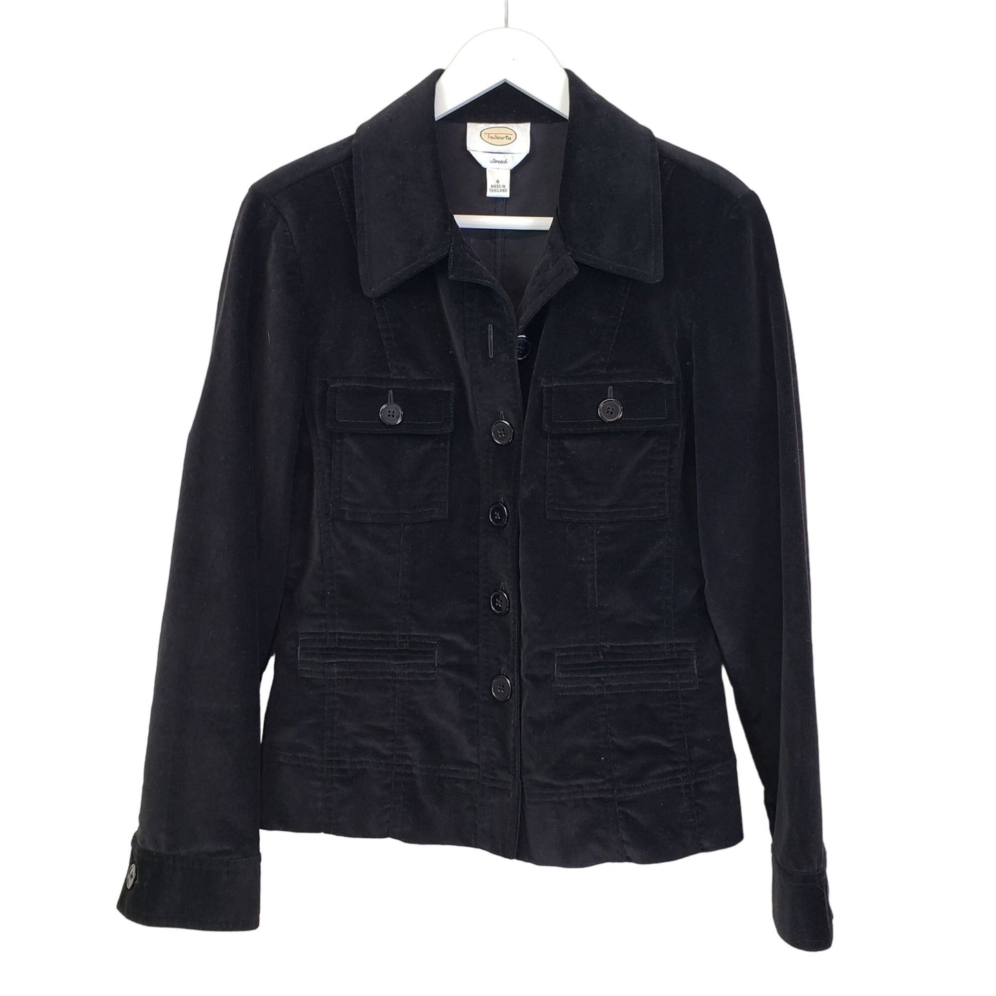 Talbots Black Velvet Button Front Jacket Size 4