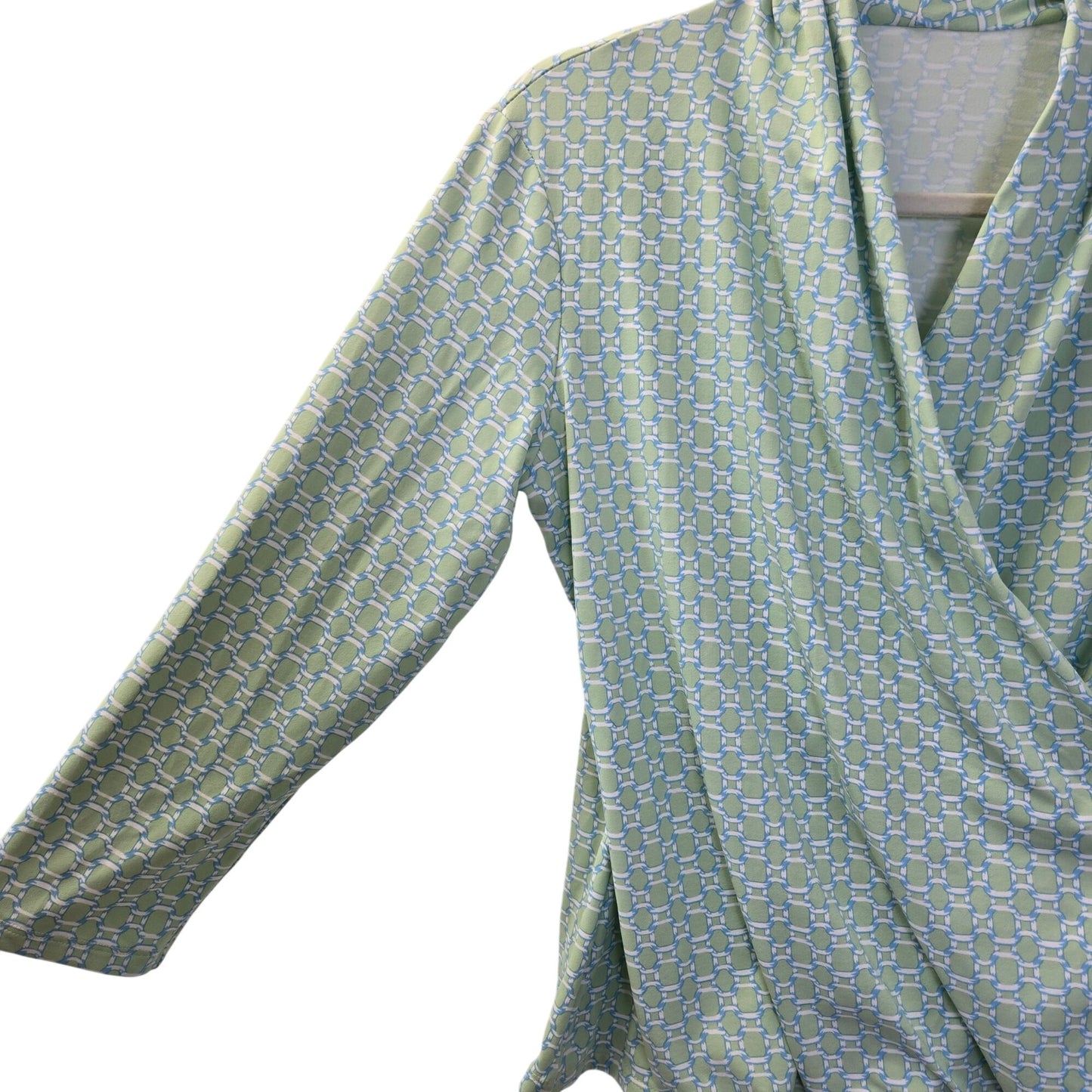 J. McLaughlin Catalina Cloth Graphic Chain Print Faux Wrap Top Size Small