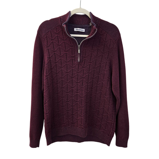Tommy Bahama Textured Quarter Zip Sweater Size Medium