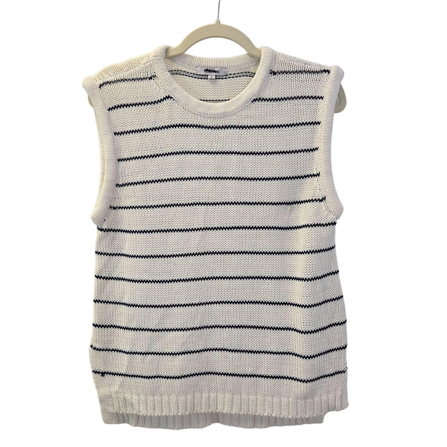 NWT Madewell Striped Melina Puff Trim Sleeveless Sweater Top Size Medium